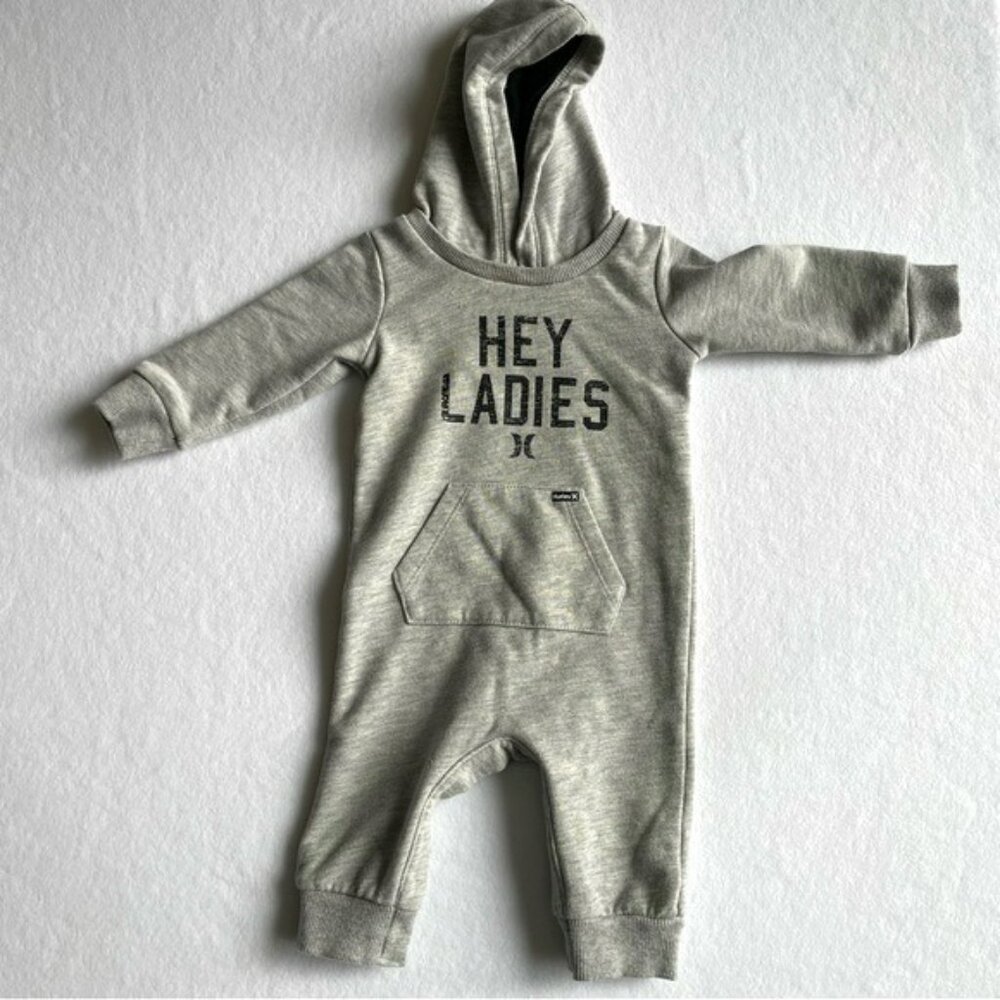Hurley Baby Long-Sleeve Hooded One-Piece Jumpsuit Romper 6-9m Cozy